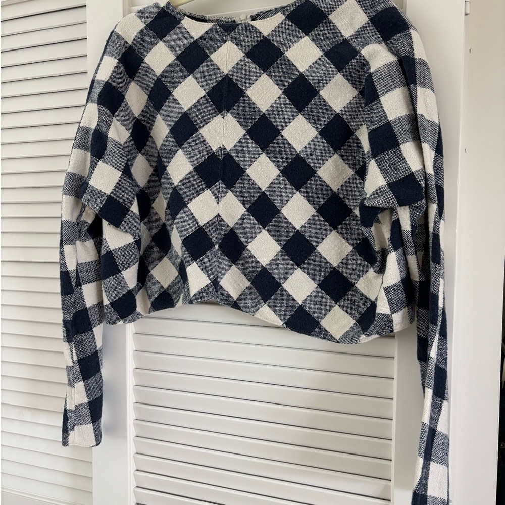 Gingham Navy and White Women's Crop Top. Vintage Zara.